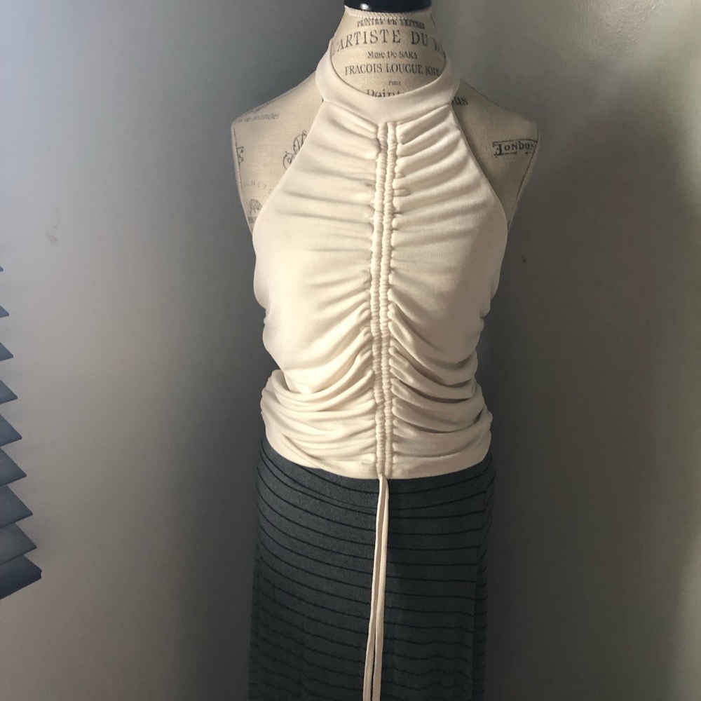 Express Cream Ruched Halter Top